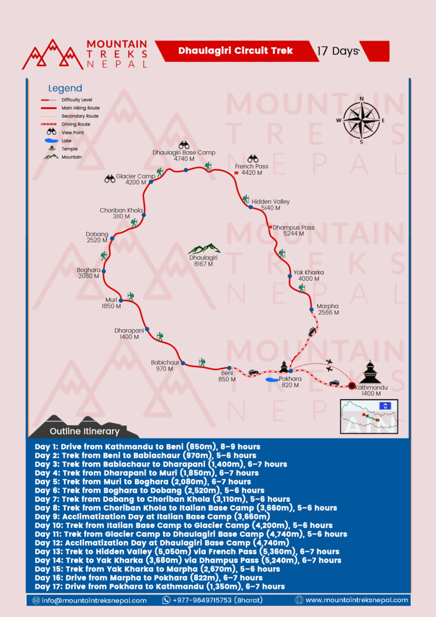 Dhaulagiri Circuit Trek Route Map